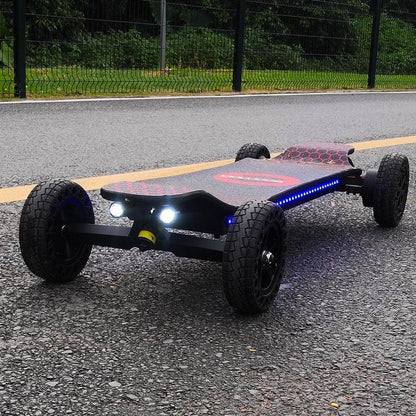 Electric Skateboard 4000 Watts, 12S3P, 35 Mph, 22 Mile Range, 6 In. Wheels, Cool Lights