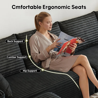 107.5 In. Cloud Modular Sectional Sofa Couch With L-Shape Chaise, Modern Minimalist Upholstered Couches For Living Room Bedroom