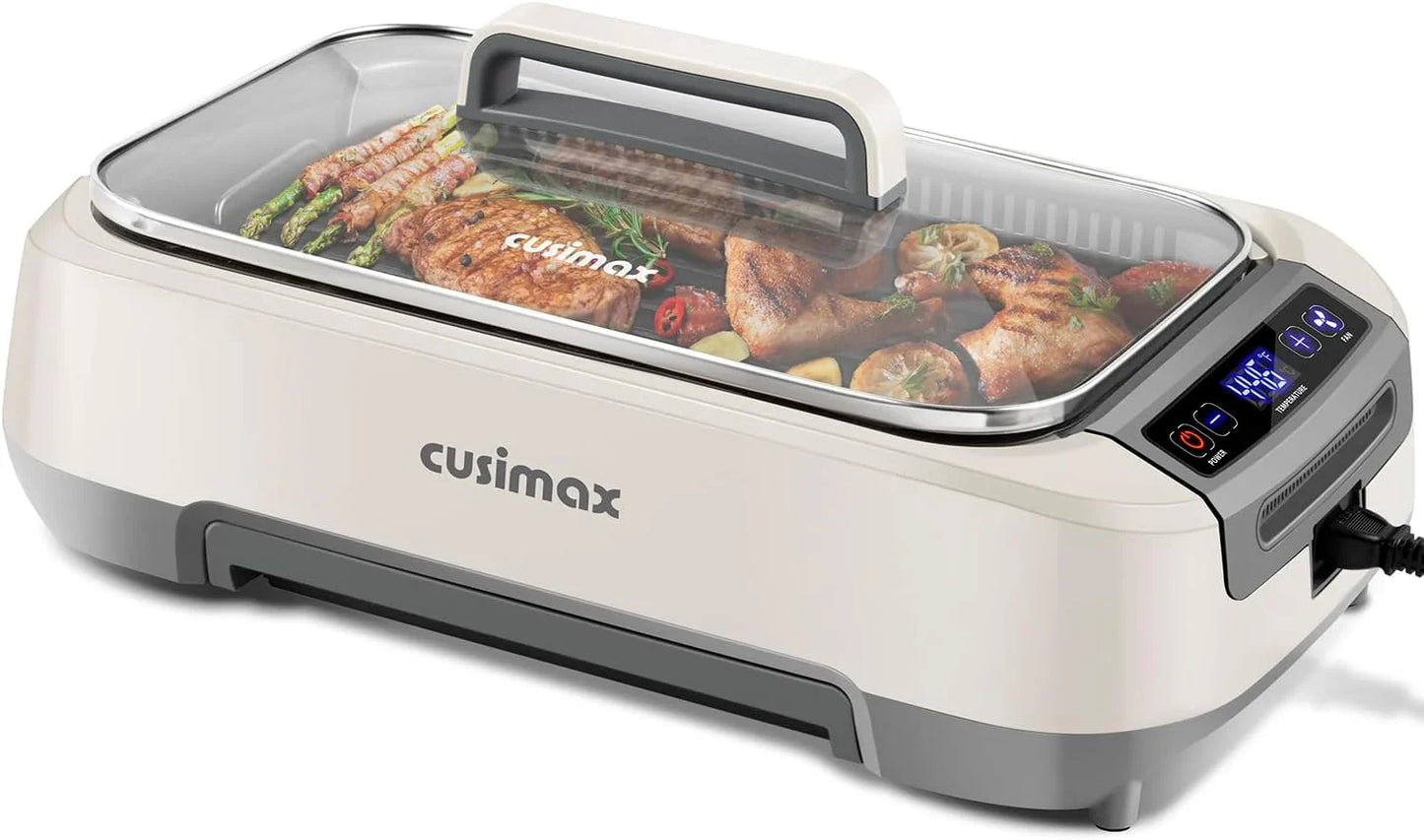 Smokeless Indoor Grill, Cusimax Electric Grill With Non-Stick Removable Grill/Griddle Plate