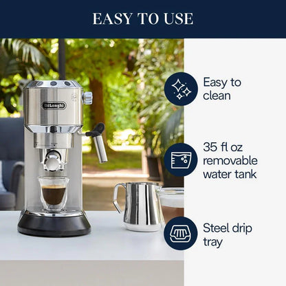 De'Longhi Dedica Espresso Machine With Manual Milk Frother