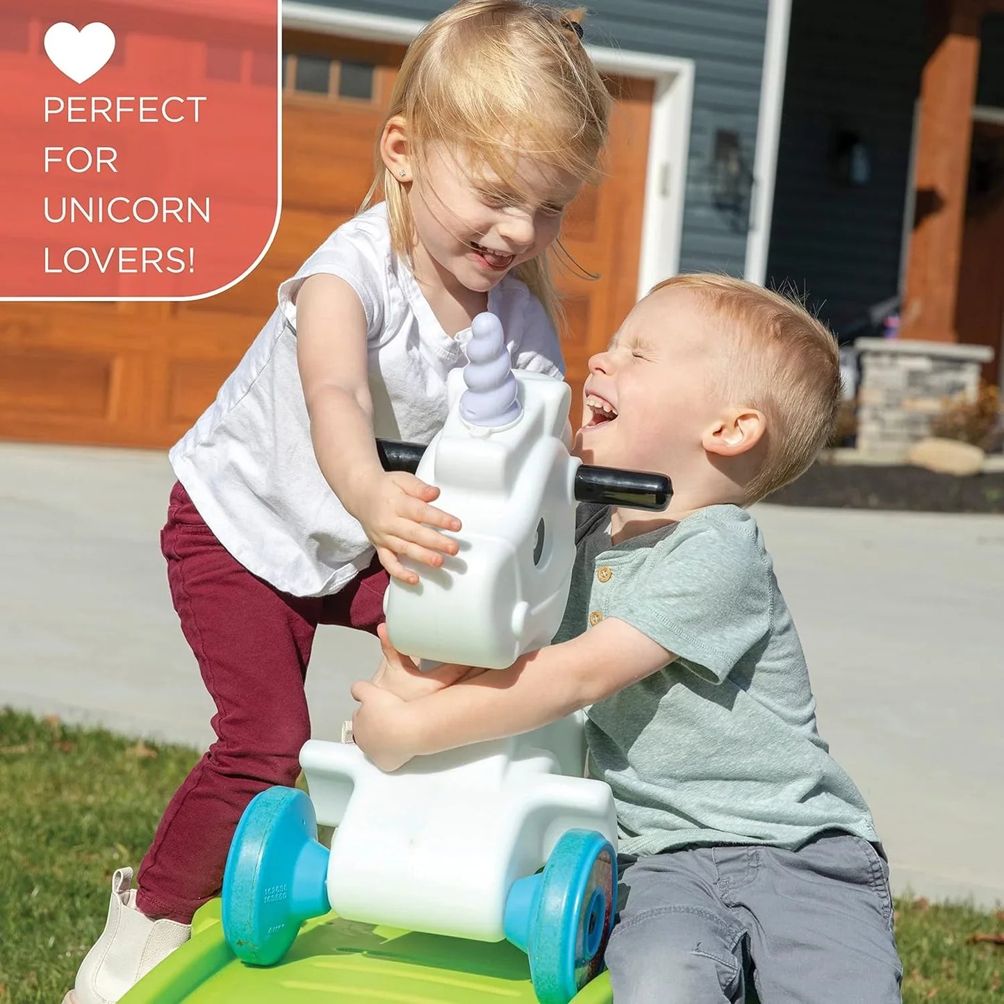 Unicorn Up And Down Roller Coaster Toy For Kids, Ride On Push Car, Indoor/Outdoor Playset, Toddler Ages 2- 5 Years Old, Compact Storage