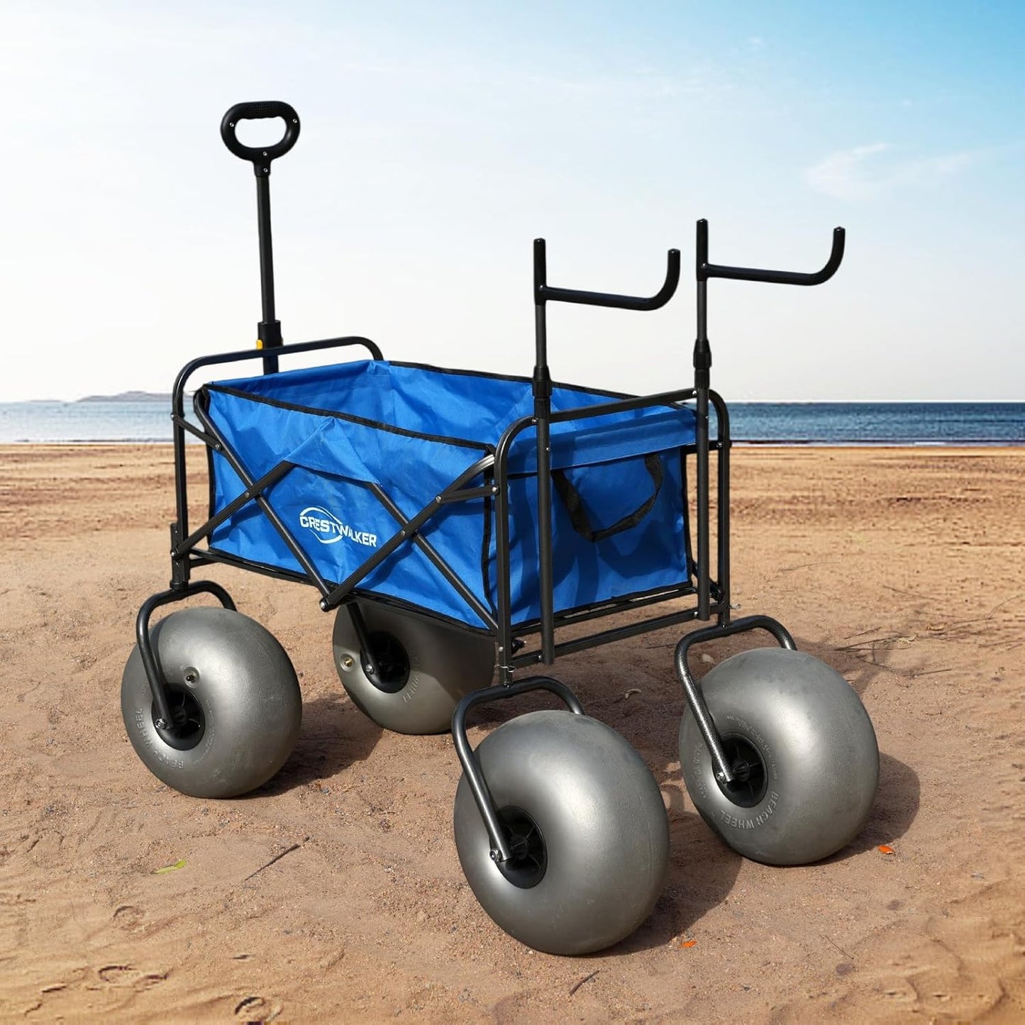 Beach Cart With 13 In. Balloon Wheels, Chair Racks And Pump Included