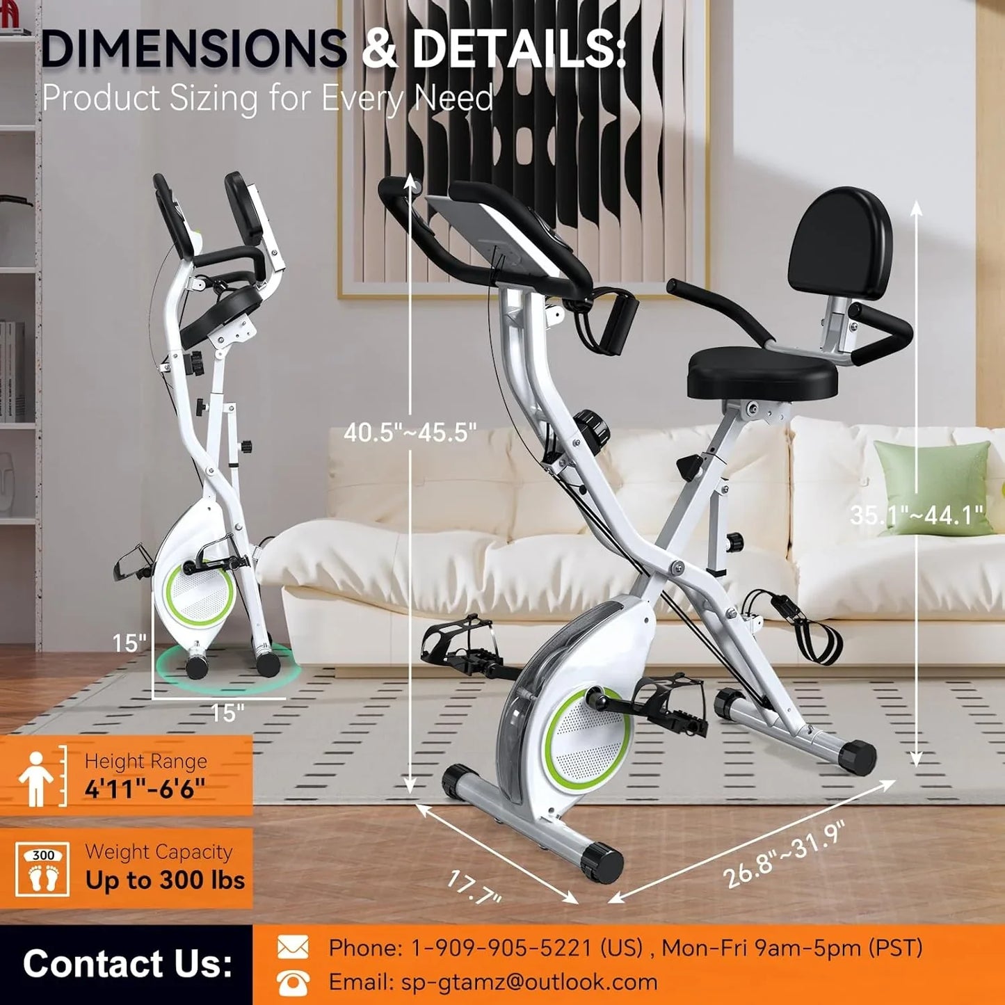 Foldable Exercise Bike Stationary Bikes For Home, 5-in-1 Indoor Workout Bike, Cycling Bike With 16-Level Quiet Magnetic Resistance