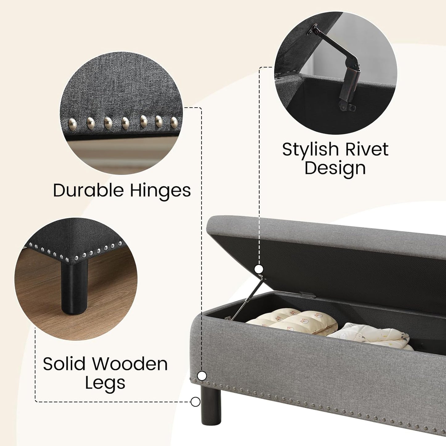 Furniliving Modern Storage Ottoman Bench