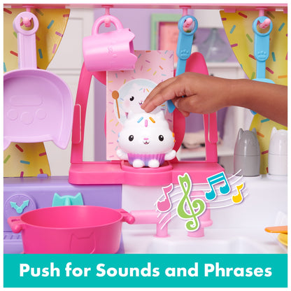 Gabby's Dollhouse Cakey Cat Kitchen Set For Kids, 3 Ft. Tall Play Kitchen With Sounds And Accessories