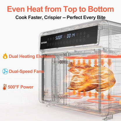 HotKing Dual-Zone Air Fryer Toaster Oven Combo, 28 Qt. Extra Large, Non Toxic Stainless Steel