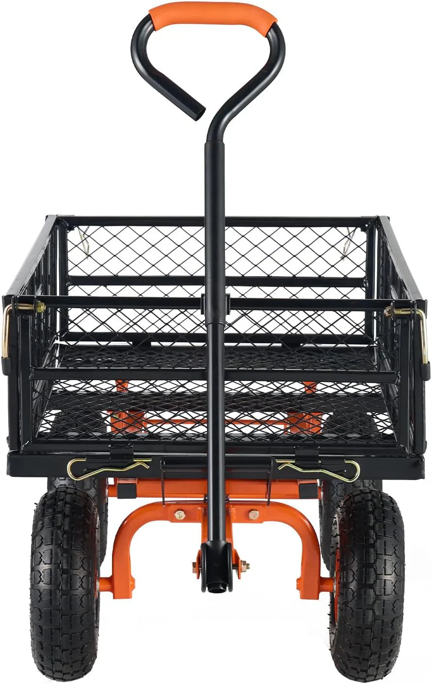 Garden Dump Cart, Heavy Duty Garden Wagon Yard Dump Wagon With Removable Sides, Convert To Flatbed, Utility Liner, 10 In. All Terrain Wheels