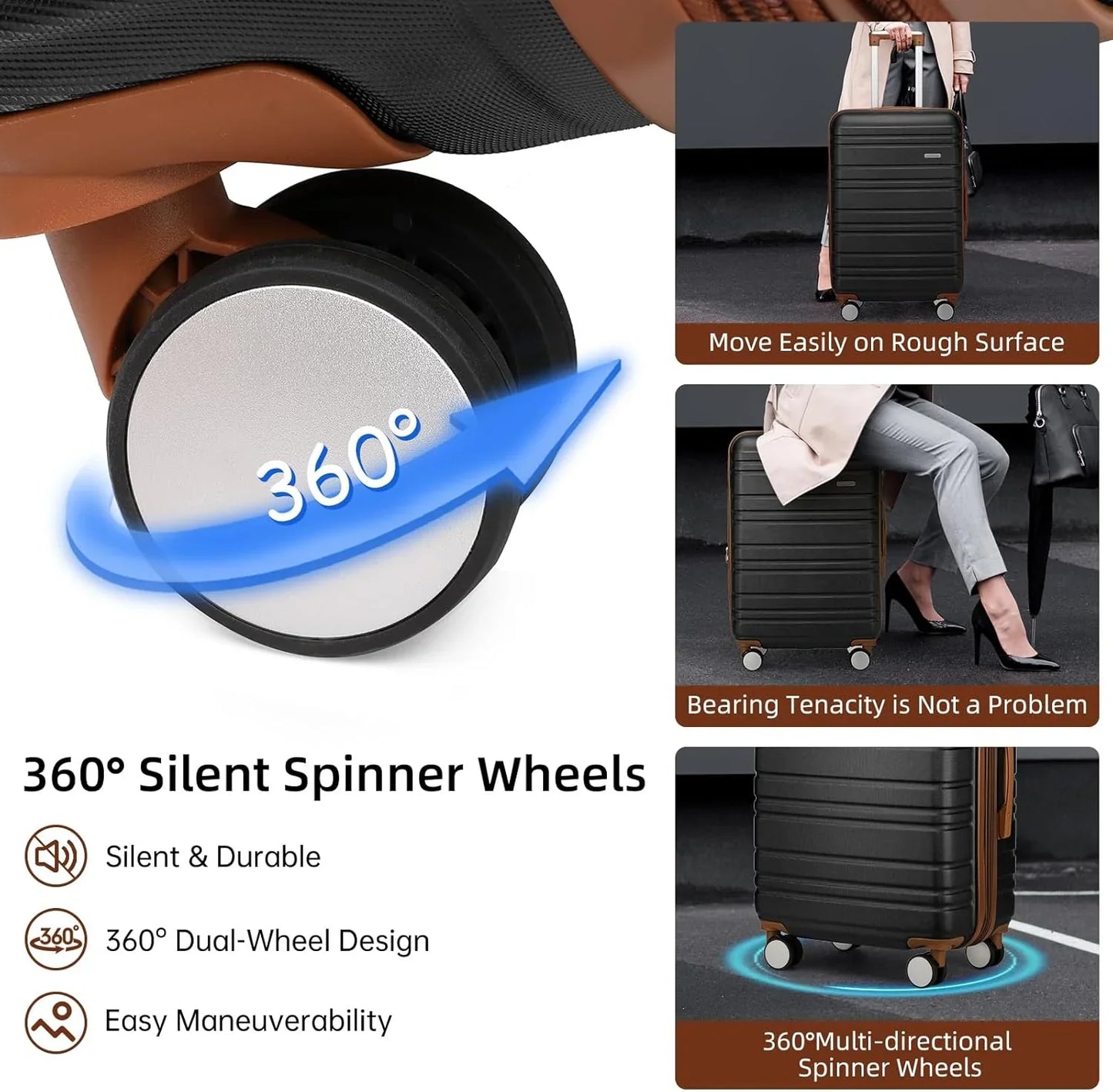 6-piece Luggage Set, Expandable Hardshell Suitcase Set With Spinner Wheels, Lightweight Rolling Luggage Set