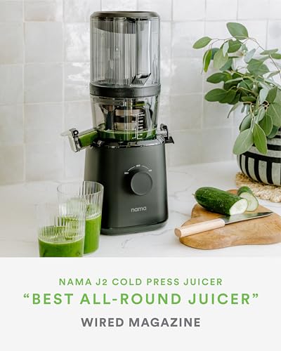 Nama J2 Cold Press Juicer, Self Feeding For Hands Free Operation With Wide Mouth Hopper For Whole Recipe Loading