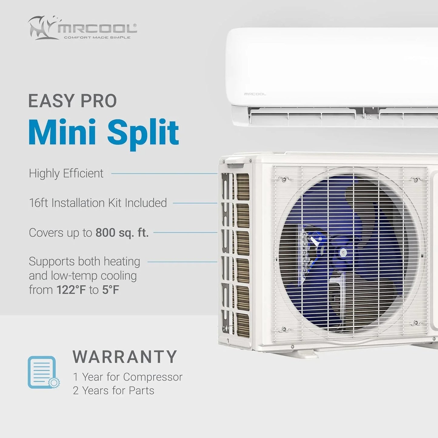 Mrcool 24000 BTU 230V Ductless Inverter Mini Split Air Conditioner And Heat Pump System