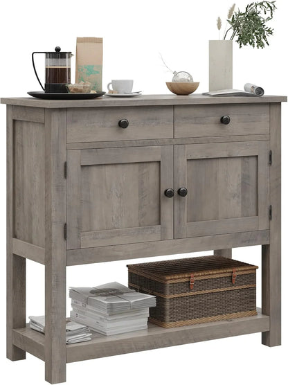 Hostack Farmhouse Console Table With 2-Door Cabinet And 2 Drawers, Coffee Bar, Entryway Table With Storage Shelf