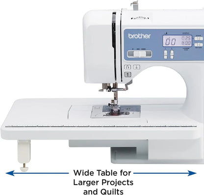 Brother Sewing And Quilting Machine, Computerized, 165 Built-In Stitches, LCD Display, Wide Table, 8 Included Presser Feet, White, 20x12x17