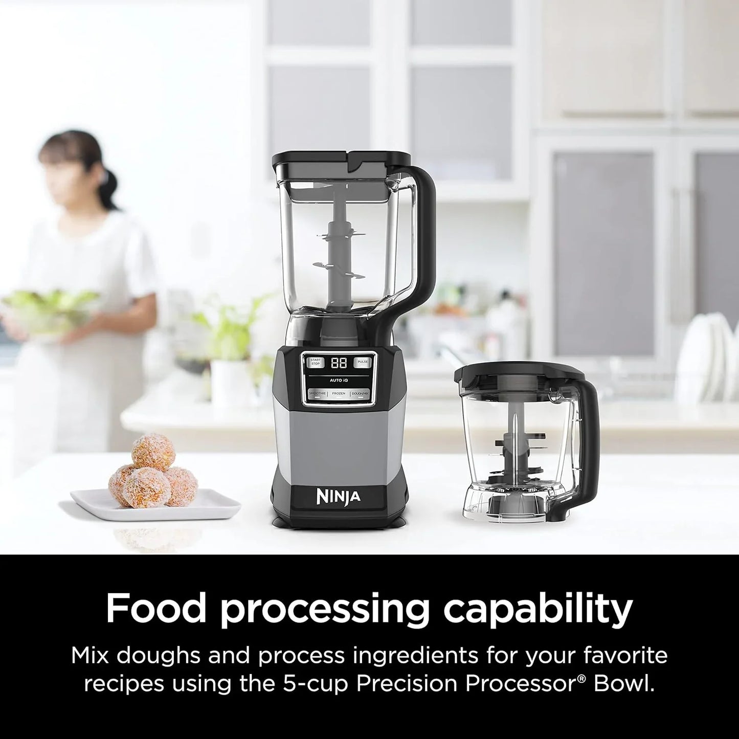Ninja Blender Compact Kitchen System For Smoothies, Doughs, And Frozen Drinks With Auto-IQ, 72 Oz Blender Jar