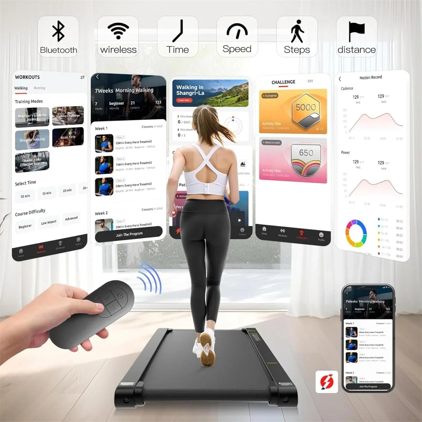 Walking Vibration Pad With App, 3-in-1 Under Desk Treadmill, 2.5HP Low Noise Walking Treadmill Pad With Remote Control