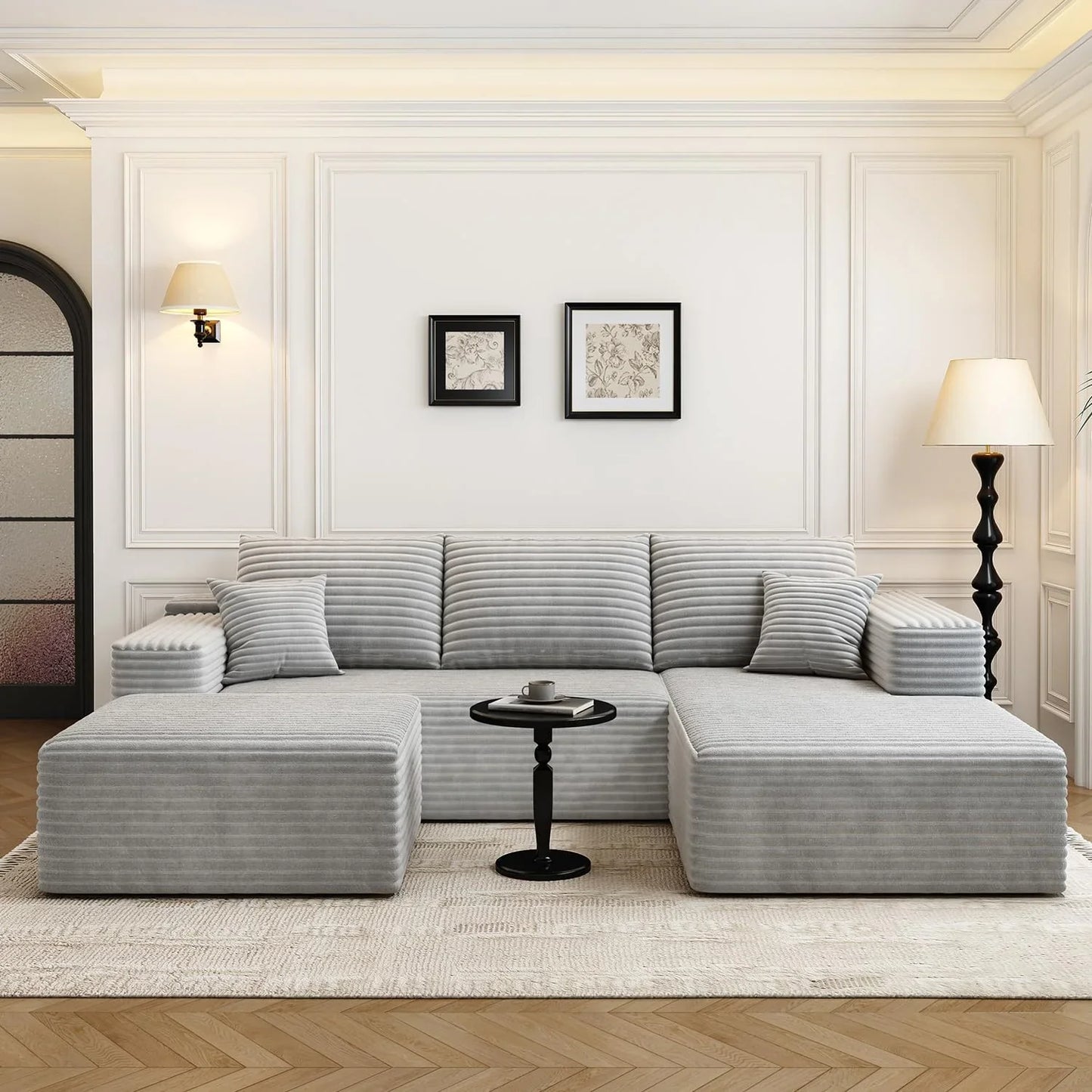 107.5 In. Cloud Modular Sectional Sofa Couch With L-Shape Chaise, Modern Minimalist Upholstered Couches For Living Room Bedroom
