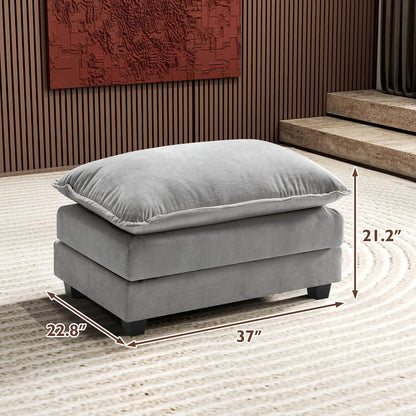 111.4 In. L-Shaped Modern Sofa Modular Cloud Sofa Ottoman 4-Seater Chenille Deep Seat Sofa