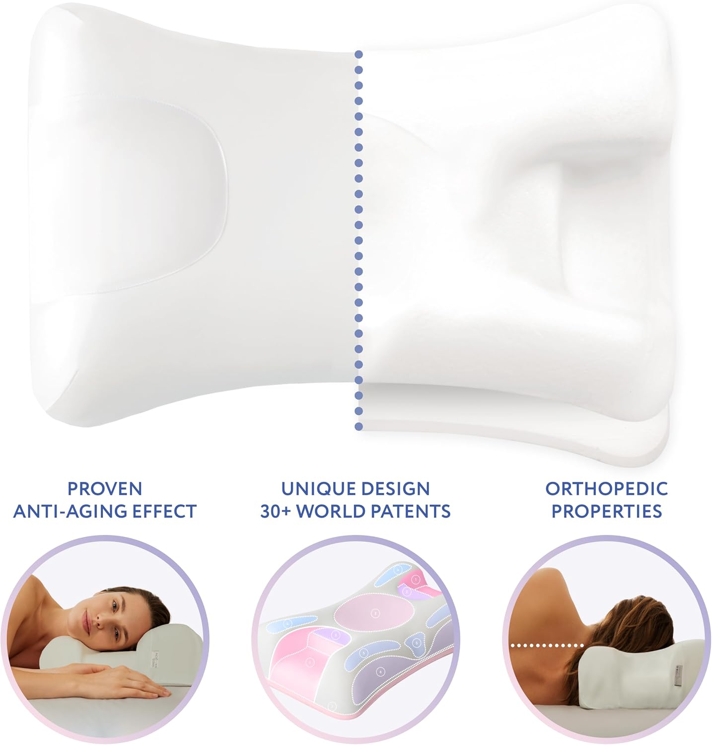 Sleep And Glow Omnia Anti-Aging Beauty Pillow, Adjustable Memory Foam