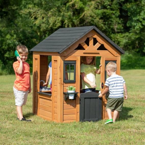 Indoor/Outdoor Cedar Playhouse With Kitchen