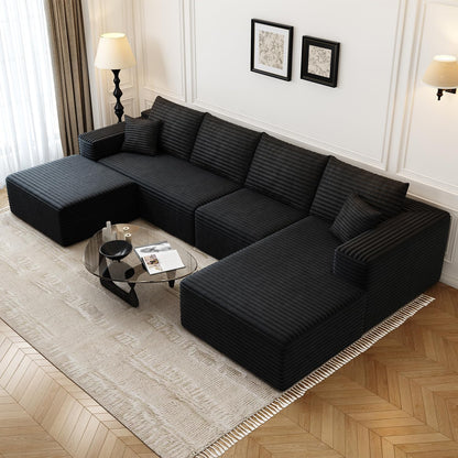 107.5 In. Cloud Modular Sectional Sofa Couch With L-Shape Chaise, Modern Minimalist Upholstered Couches For Living Room Bedroom