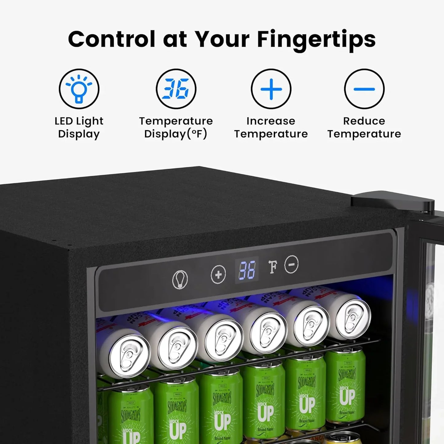 Beverage Refrigerator Cooler- 126 Can Mini Fridge Glass Door For Drinks Soda Beer Wine- Small Refrigerator For Office Bedroom Home Bar
