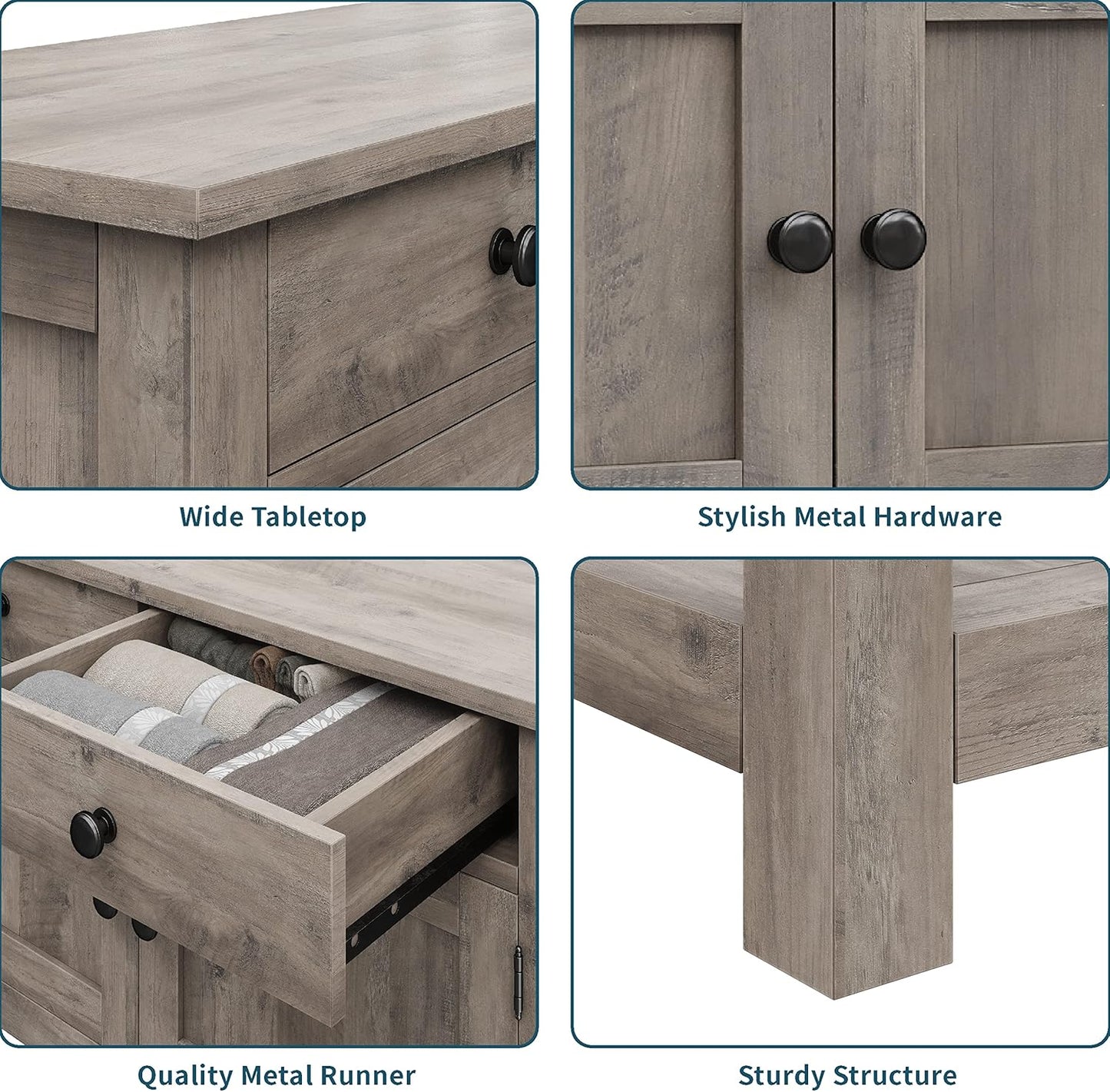 Hostack Farmhouse Console Table With 2-Door Cabinet And 2 Drawers, Coffee Bar, Entryway Table With Storage Shelf