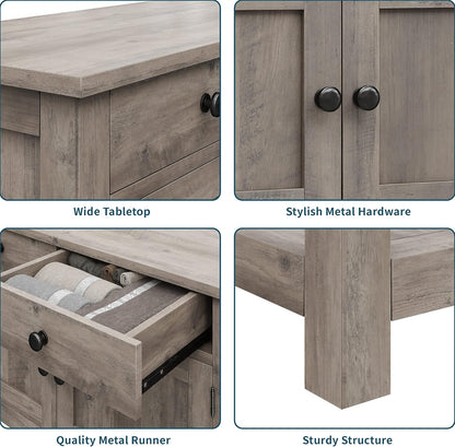 Hostack Farmhouse Console Table With 2-Door Cabinet And 2 Drawers, Coffee Bar, Entryway Table With Storage Shelf