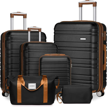 6-piece Luggage Set, Expandable Hardshell Suitcase Set With Spinner Wheels, Lightweight Rolling Luggage Set