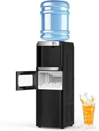 Top Loading Water Dispenser With Ice Maker, Hot And Cold, 5 Gallon, Child Lock, Black