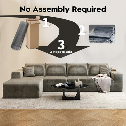 107.5 In. Cloud Modular Sectional Sofa Couch With L-Shape Chaise, Modern Minimalist Upholstered Couches For Living Room Bedroom
