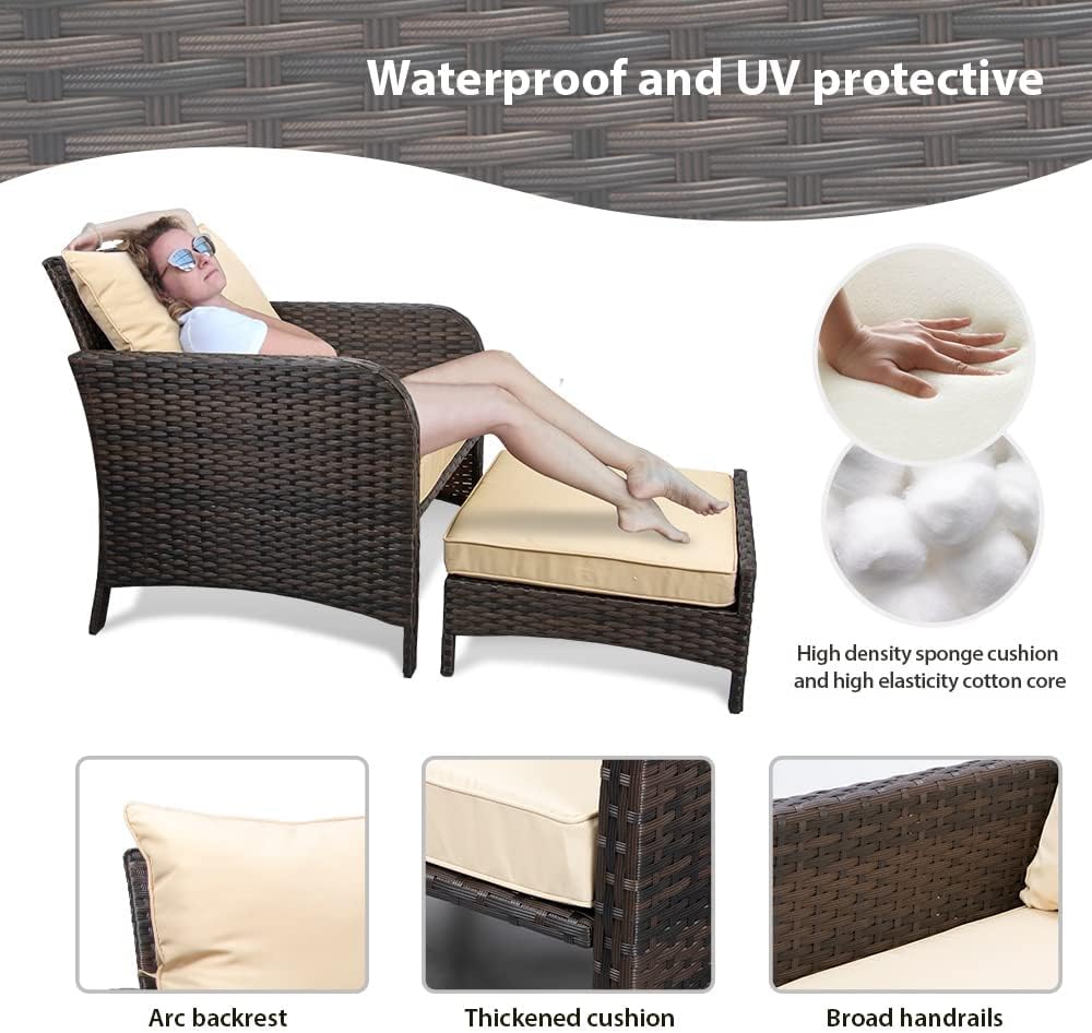 Leveleve Balcony Furniture 5 Piece Patio Conversation Set