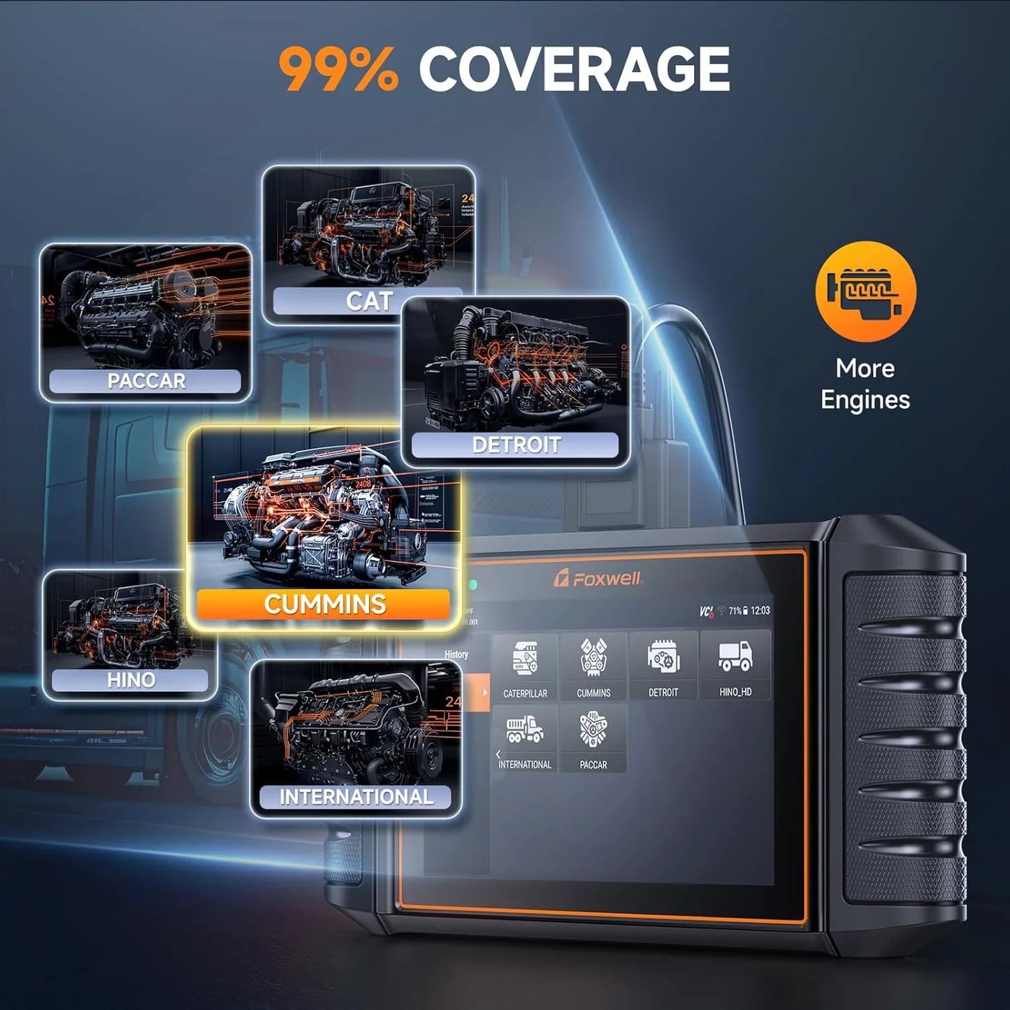 HD500 Heavy Duty Truck Scanner With Dpf Regen/Injector Cutoff/Limit Setting, Full System Diesel Diagnostic Scan Tool For Cummins, Detroit