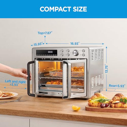 Midea Flexify French Door Toaster Oven Air Fryer Combo, 26.4 Qt, Extra Large Air Fryer Countertop Oven 10-in-1 Combo