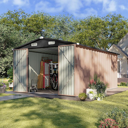 Aoxun 10 x 12 Ft. Outdoor Storage Shed With Double Hinged Large Door Utility Garden Shed