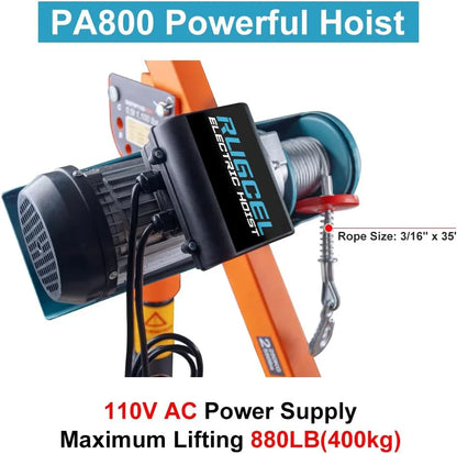 1100lb Folding Dismountable Household Hoist Truck Crane With Electric Hoist, 110V, 880lb Pulling Force, Jib Cranes For Factory, Warehouse