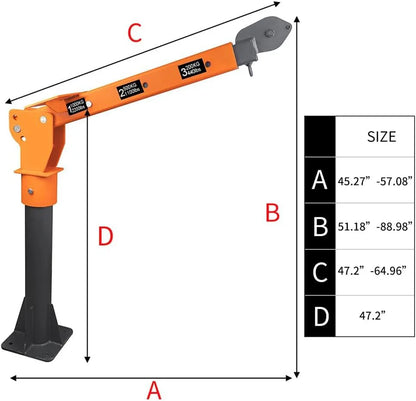 1100lb Folding Dismountable Household Hoist Truck Crane With Electric Hoist, 110V, 880lb Pulling Force, Jib Cranes For Factory, Warehouse