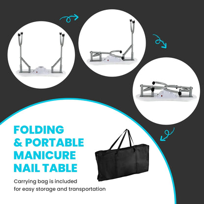 Ldaily Portable Nail Table With Electric Dust Collector