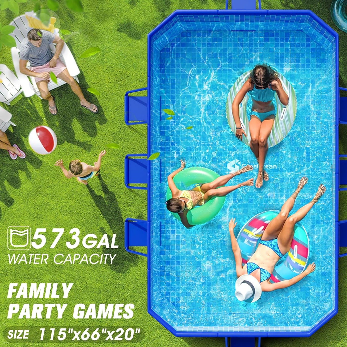 Foldable Pool, Large Non-Inflatable Swimming Pool For Kids, Adult Collapsible Pools Hard Plastic Shell, Oversized Thickened