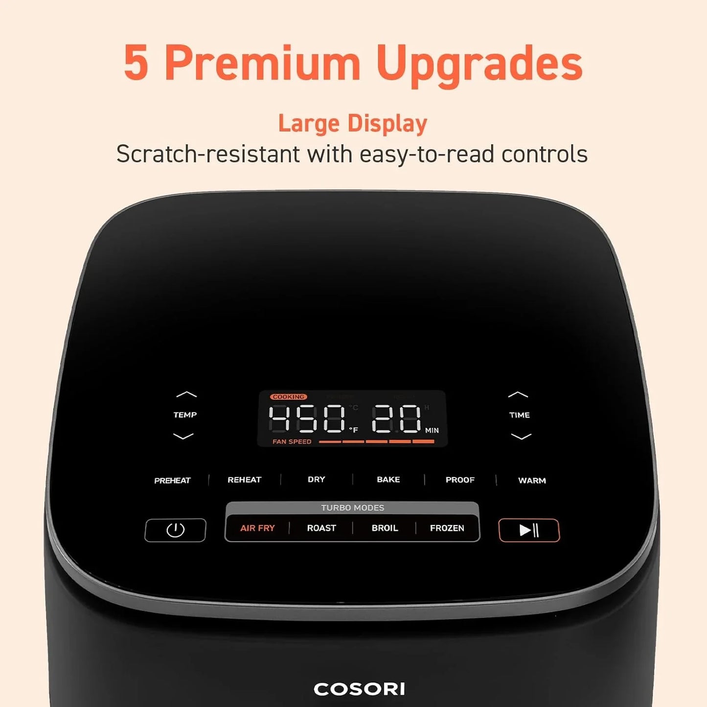 Cosori Air Fryer 9-in-1 Compact And Large 6-Qt. Fast Turbo Modes Precise Heat For Even Results