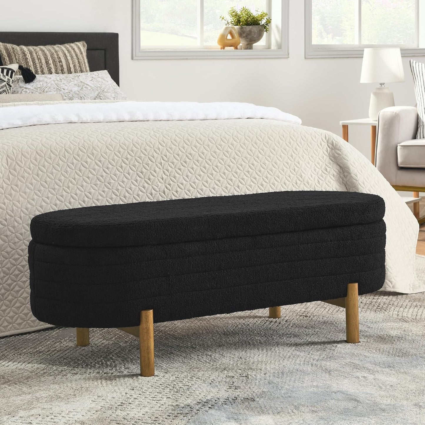 Furniliving Modern Storage Ottoman Bench