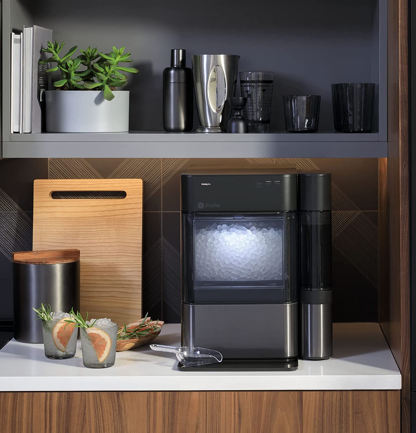 GE Profile Opal 2.0, Countertop Nugget Ice Maker, Ice Machine With WiFi Connectivity, Smart Home Kitchen Essentials, Black Stainless