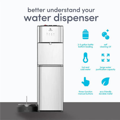 Limited Edition Self Cleaning Water Cooler Water Dispenser- 3 Temperature Settings- Hot, Cold And Room Water, Stainless Steel Construction