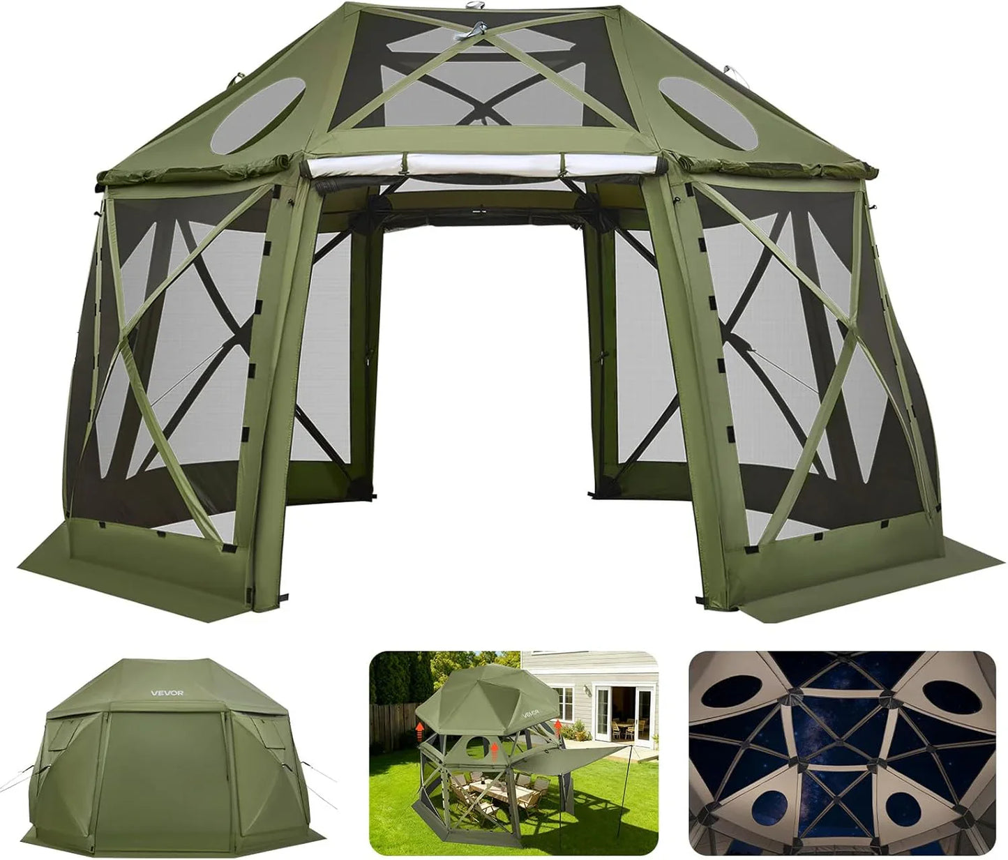 Vevor 12x12ft Pop Up Gazebo Tent With Mosquito Netting, 6 Removable Wind Panels