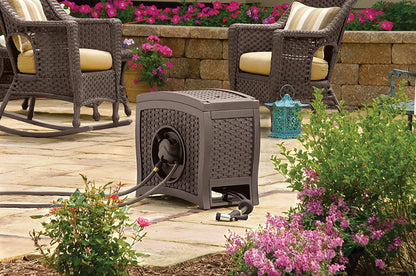 Suncast Aquawinder 125 Wicker Garden Hose Reel C Lightweight Portable Hands C Free Water Powered Retractable Hose Reel C Java