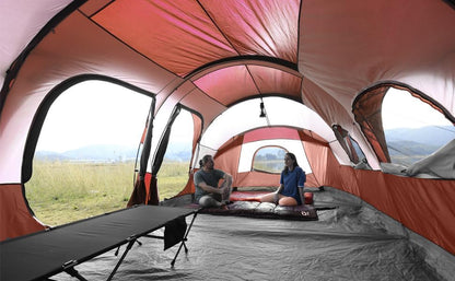 Campros Cp Tent 12-Person-Camping-Tents, 3 Room Family Tents, Waterproof Windproof Family Tent With Top Rainfly, 6 Large Mesh Windows
