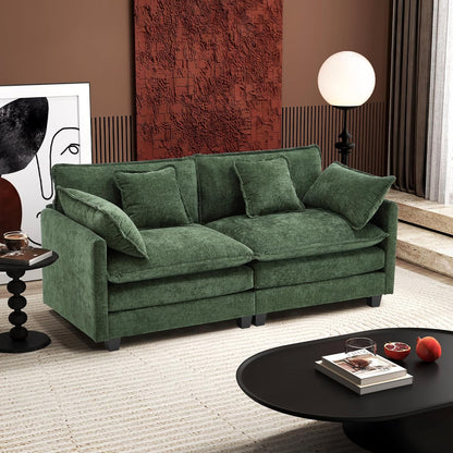 111.4 In. L-Shaped Modern Sofa Modular Cloud Sofa Ottoman 4-Seater Chenille Deep Seat Sofa