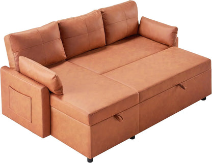 VanAcc Sofa Bed, Sleeper Sofa With Storage Chaise 2-in-1 Pull Out Couch Living Room