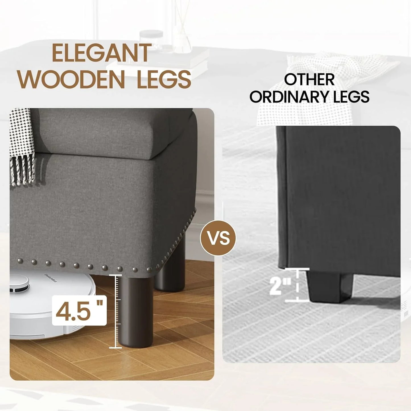 Furniliving Modern Storage Ottoman Bench