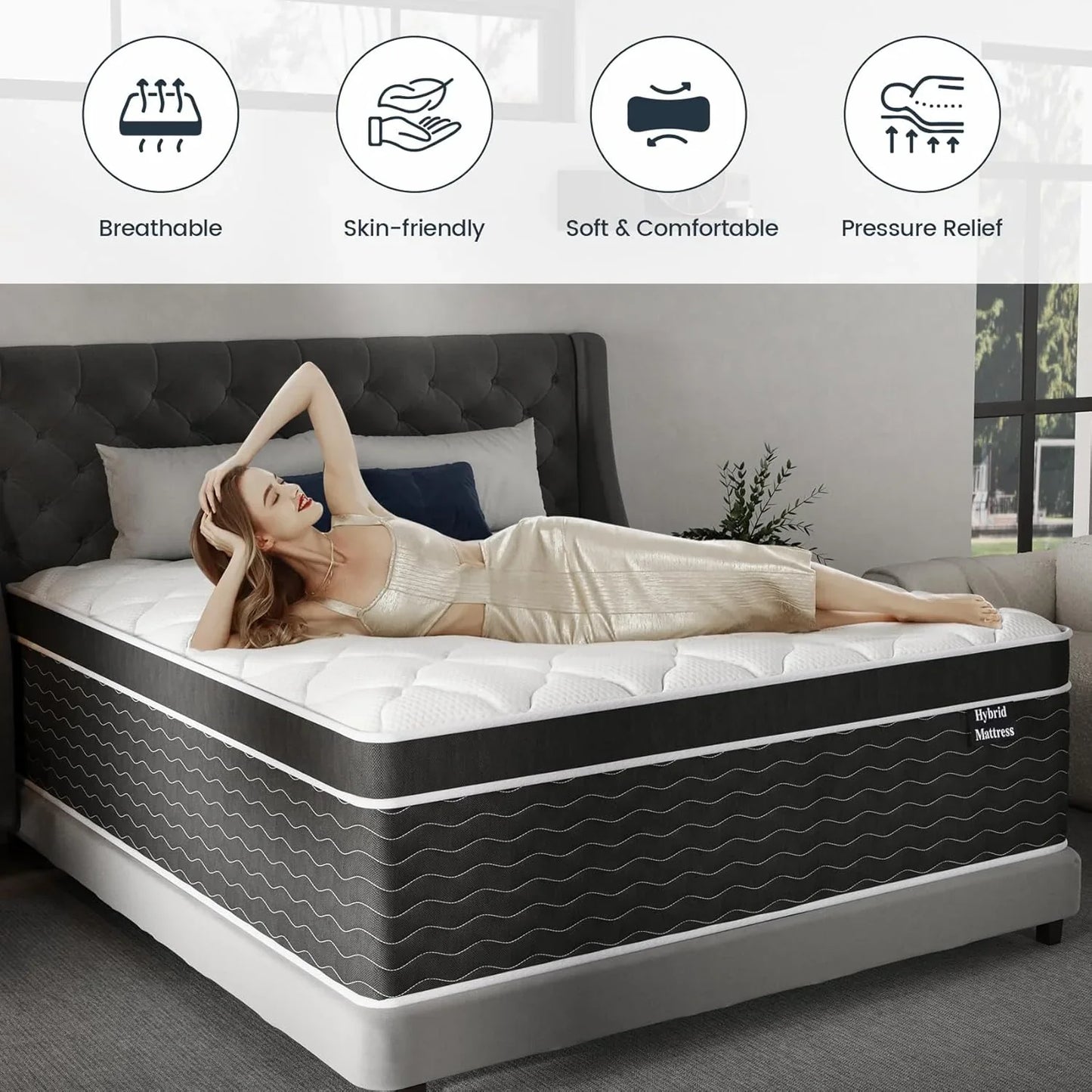 Full Size Mattress, 10 In. Full Size Mattress In A Box, Medium Plush Hybrid Mattress
