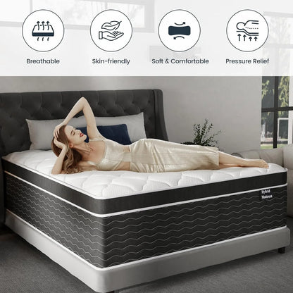 Full Size Mattress, 10 In. Full Size Mattress In A Box, Medium Plush Hybrid Mattress