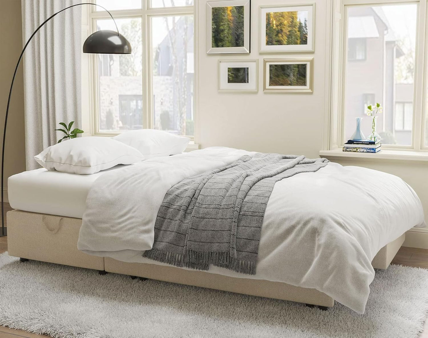VanAcc Sofa Bed, Sleeper Sofa With Storage Chaise 2-in-1 Pull Out Couch Living Room